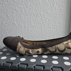 Coach Brown and Tan Patterned Flats